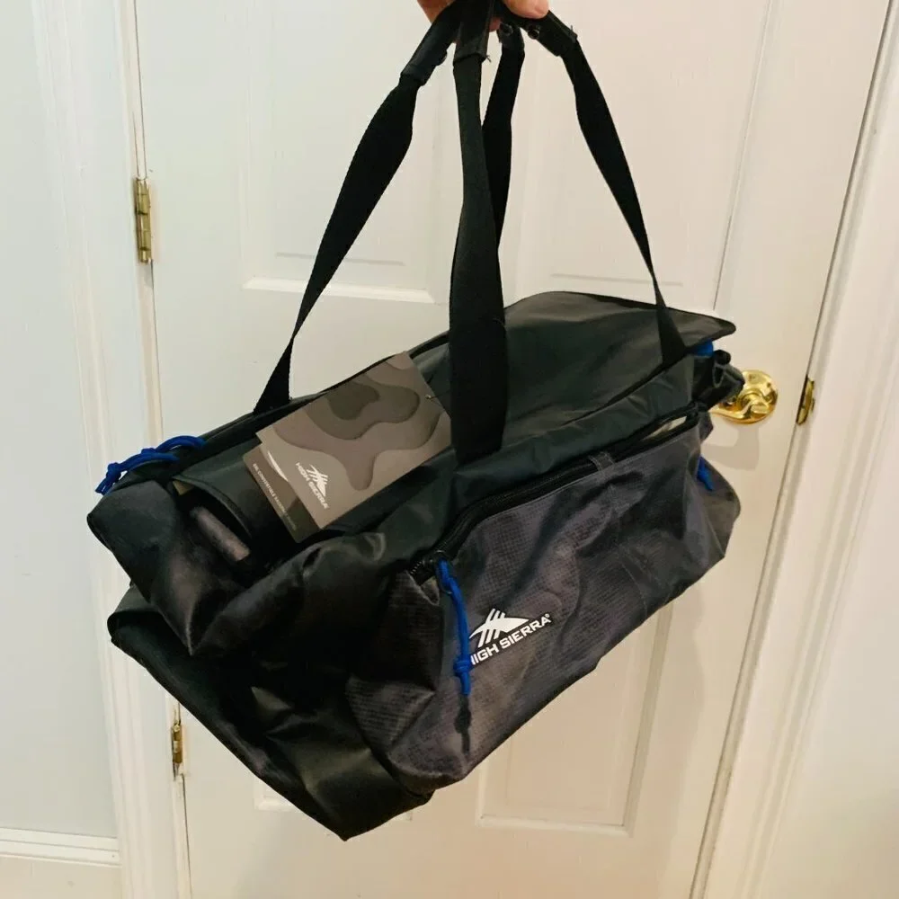 50L High Sierra Water Resistant CONVERTIBLE Travel Backpack or Duffel -Grey/Blue